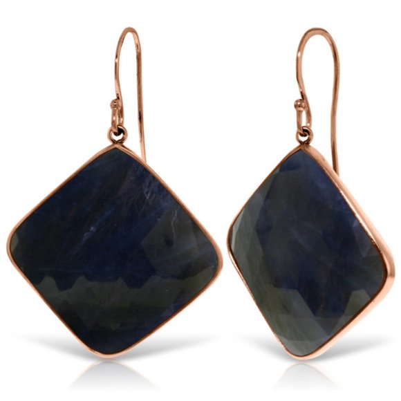 Galaxy Gold Products Jewelry - 14K  GOLD FISH HOOK EARRINGS WITH SAPPHIRES